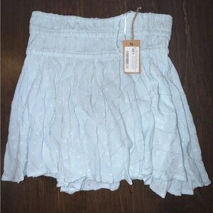 SURF GYPSY Women Sky Blue Cotton Coastal Cowgirl Bohemian Shiny Mini Skirt Sz M